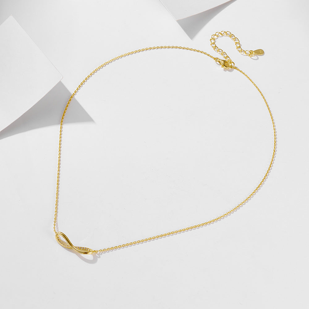 925 Sterling Silver 8 Character Pendant Necklace Women's European American Design Mobius Love Zircon Chain