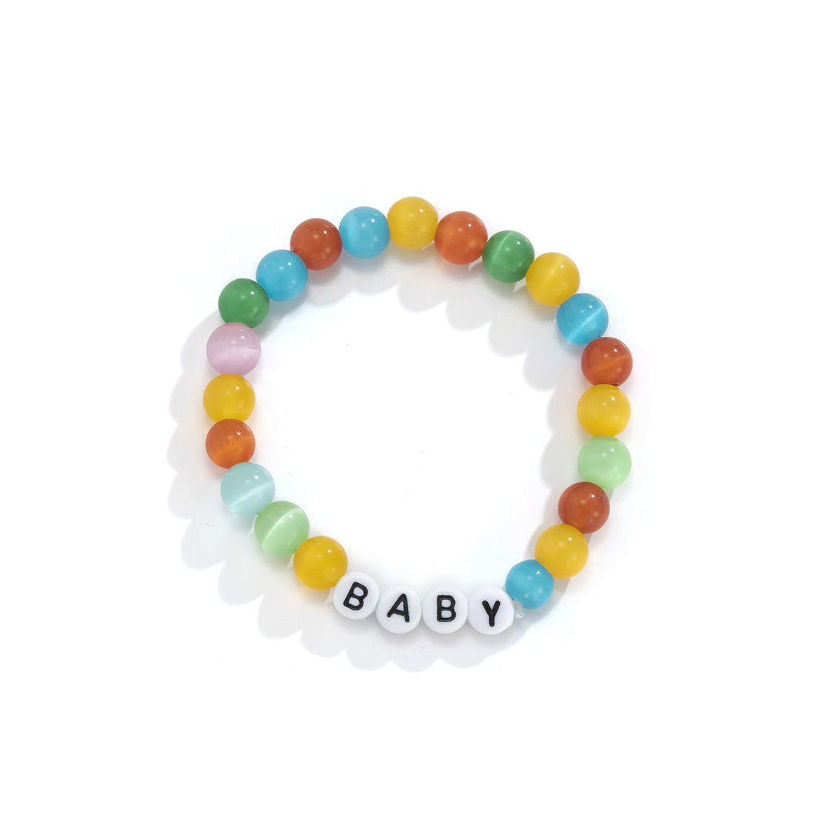 Planderful Vienna Verve Colored Opal Elastic Letter Bracelet For Women And Teens Statement Beaded Accessory