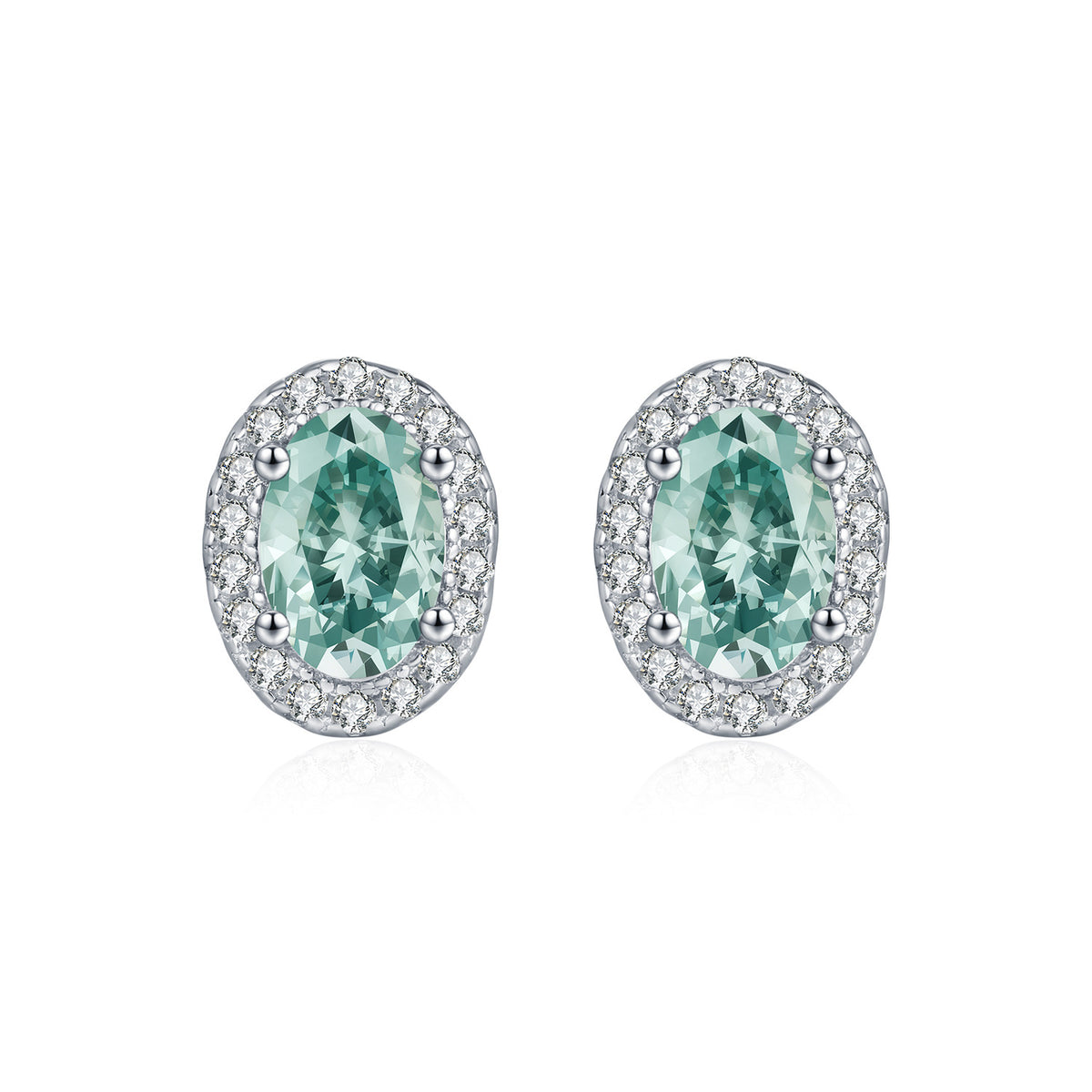 925 Sterling Silver Turquoise Moissanite Stud Earrings