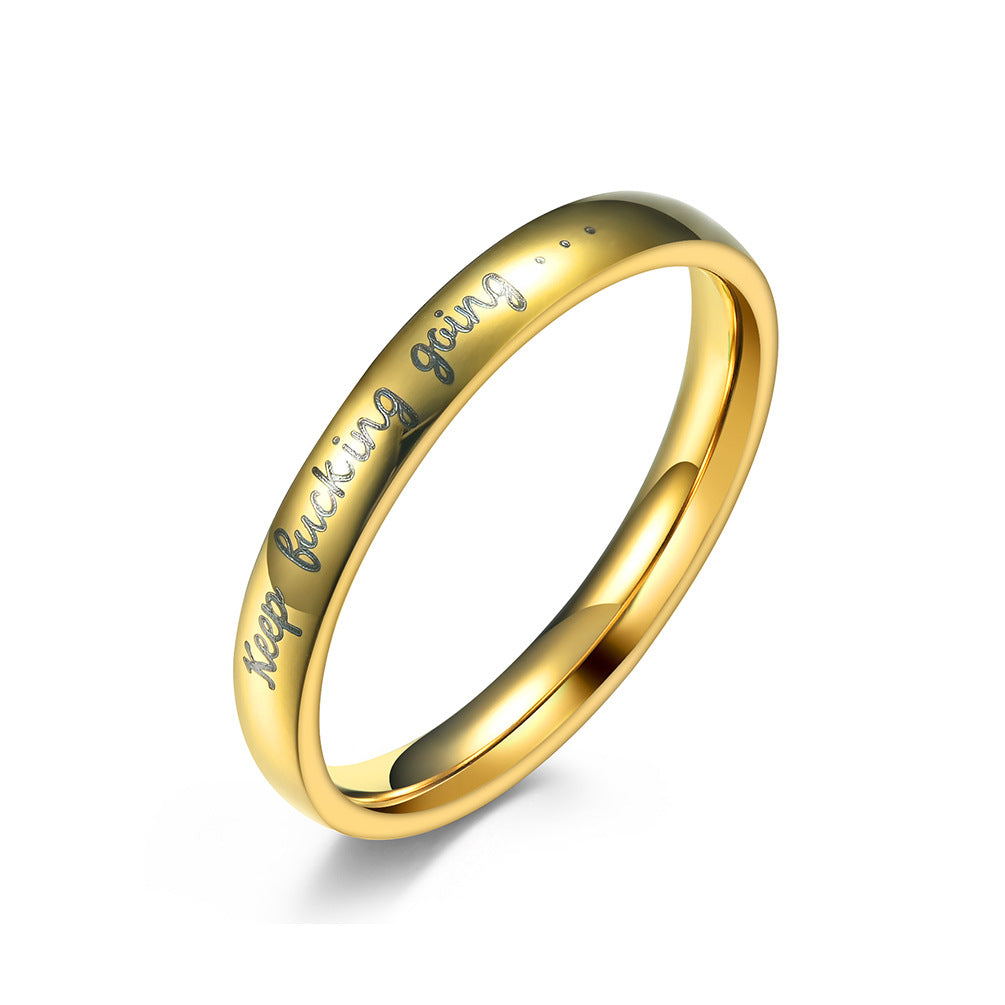 Engraved Laser Keep Fucking Going Self-Motivation Motto Stainless Steel Ring