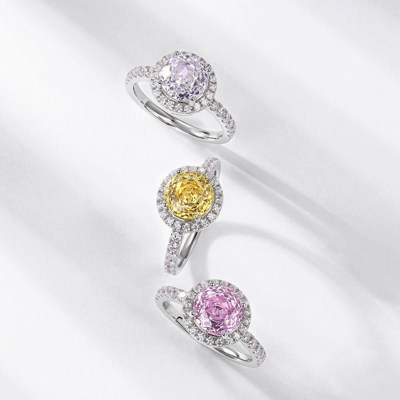 S925 Sterling Silver Zircon Rose Ring