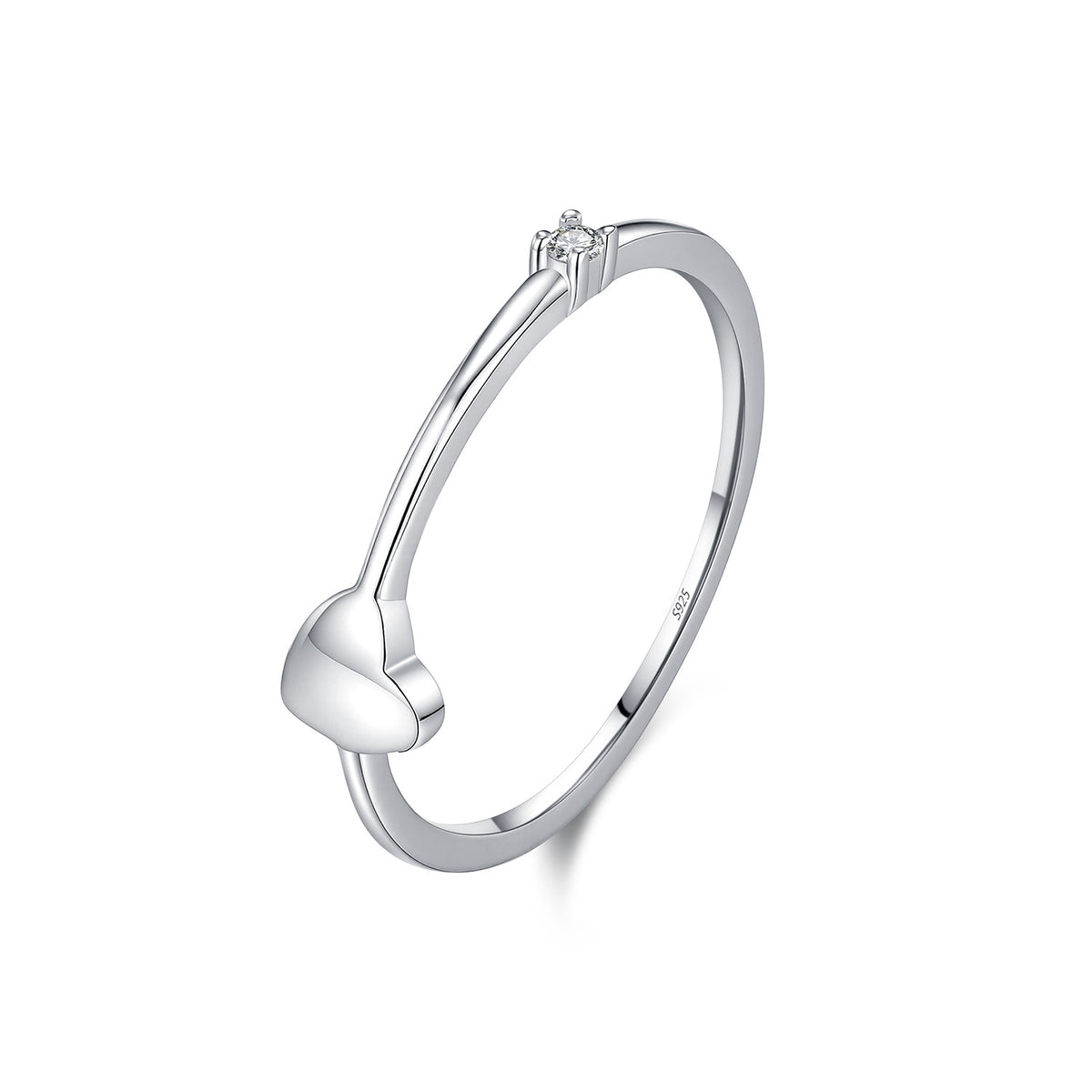 S925 Sterling Silver Heart-Detail Moissanite Ring
