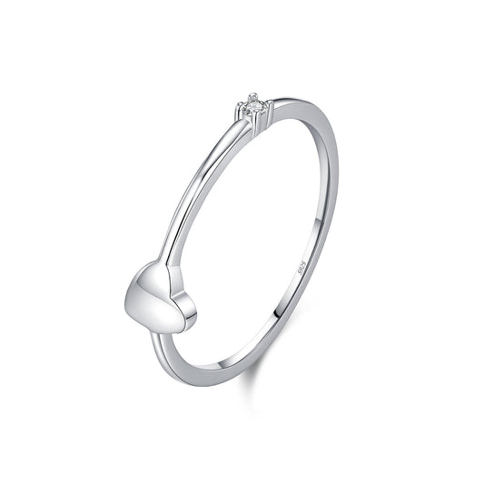 S925 Sterling Silver Heart-Detail Moissanite Ring