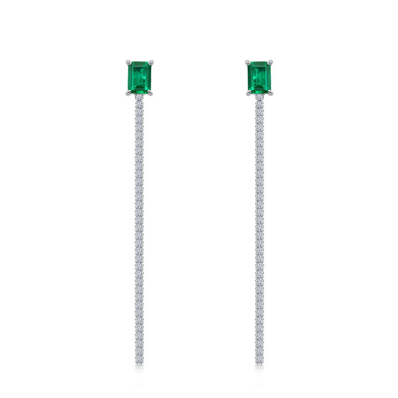 S925 Sterling Silver Lab-Grown Emerald Square Jewelry Collection