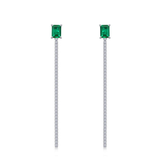 S925 Sterling Silver Lab-Grown Emerald Square Jewelry Collection