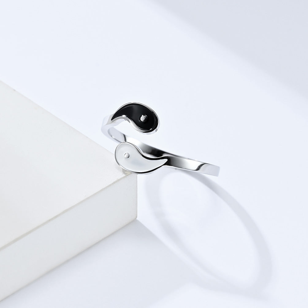 Planderful Tai Chi Yin Yang Ring Unisex Stainless Steel Symbolic Jewelry For Men And Women
