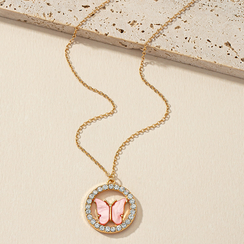 Pink Butterfly Necklace - Vienna Verve Collection