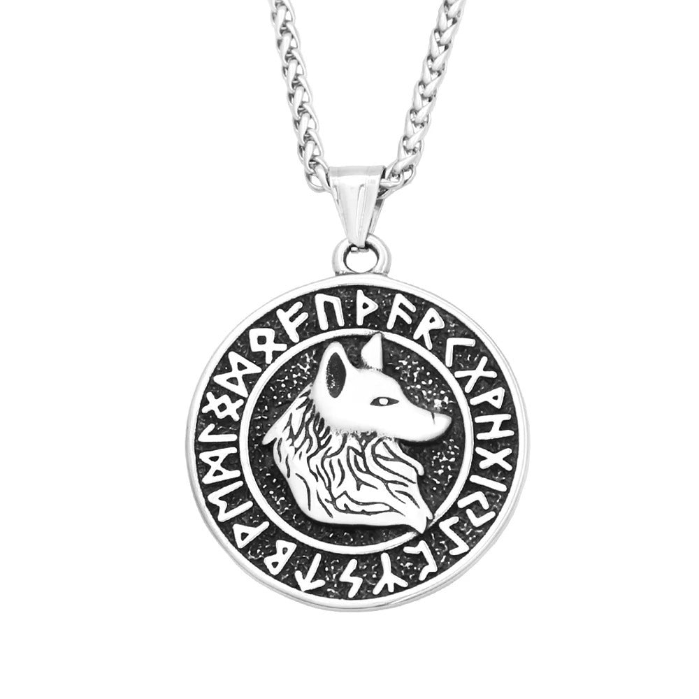 Viking Wolf Stainless Steel Men's Pendant Necklace