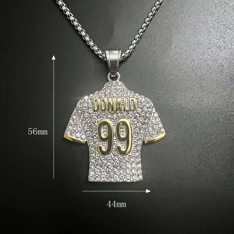 Hip Hop Necklace Titanium Steel Gold Plated Zircon NFL Jersey No 99 Pendant For Fans By Planderful Everyday Genie