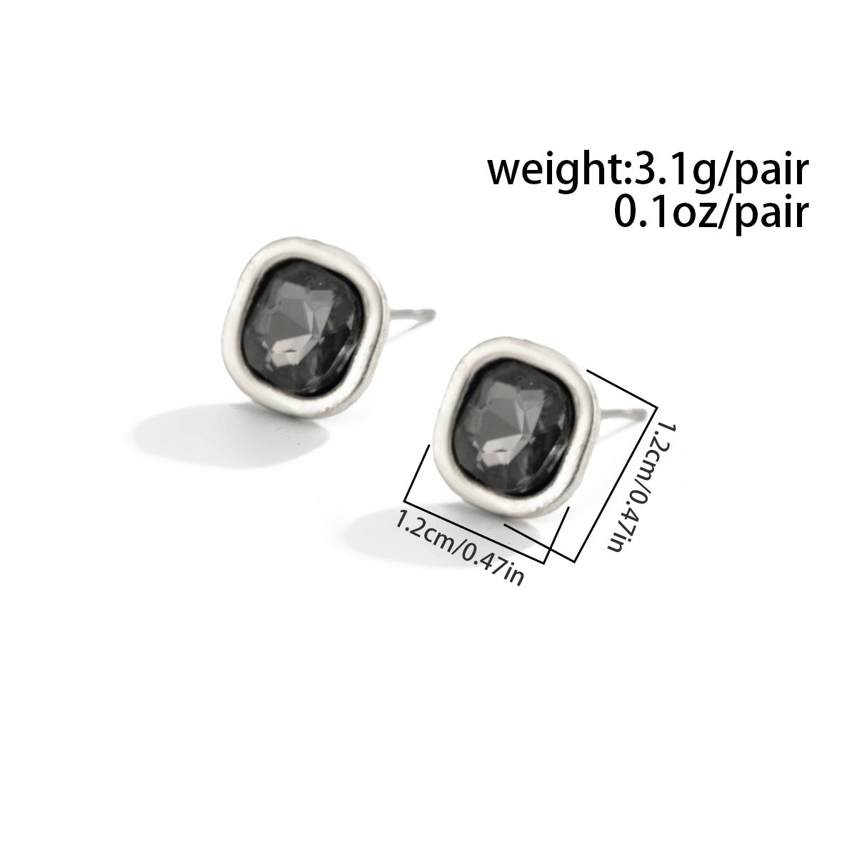 Planderful Vienna Verve Square Gemstone Fringed Stud Earrings For Women Retro European Style Statement Jewelry