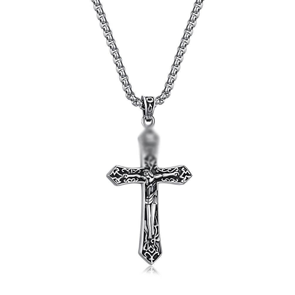 Elegant Retro Titanium Steel Cross Hipster Necklace for Men
