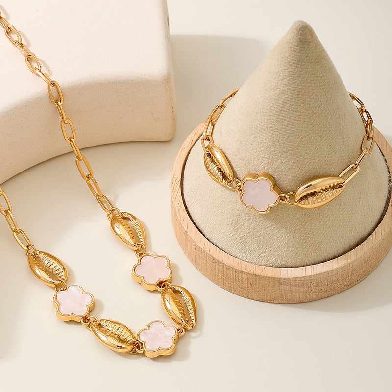Planderful Bohemian Jewelry Set Women Chic Conch Clover