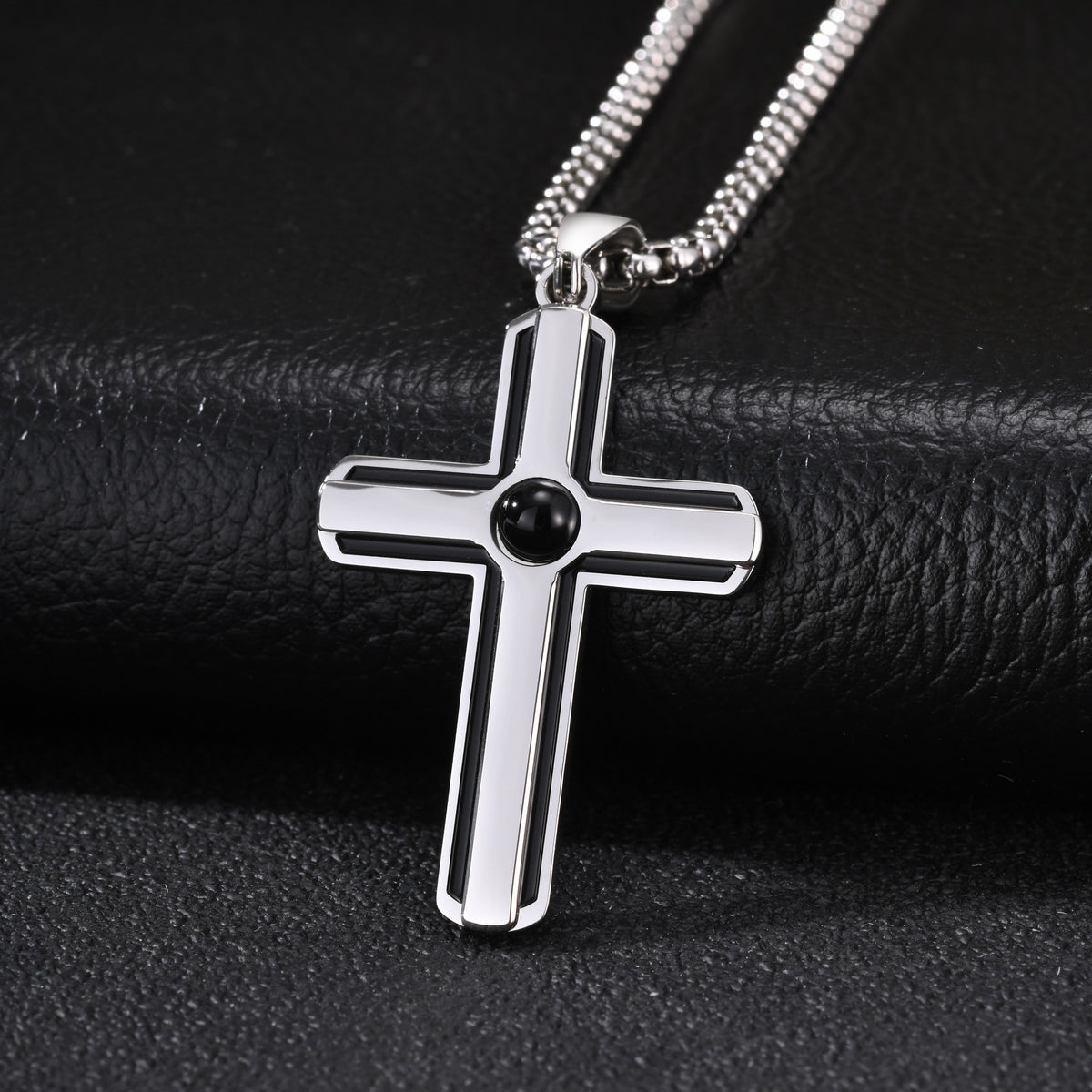 Cross Tiger's Eye Stainless Steel Pendant for Men