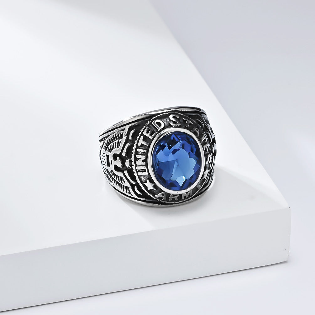 Planderful Titanium Steel Ring For Men With Zircon Eagle Design Index Finger Marine Corps Bald Eagle Style Everyday Genie Collection