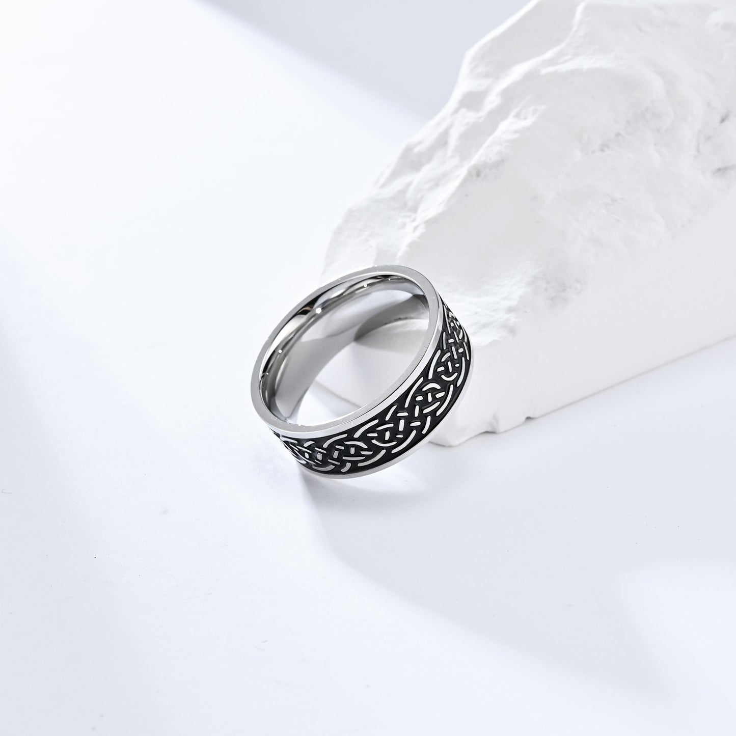 Planderful Celtic Knot Ring Titanium Steel Nordic Style Unisex Eternal Braided Design Sizes 7 To 12