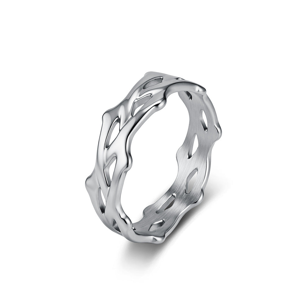 Thorn Vines Weave Stainless Steel Ring For Unisex Without Gender Vines Wedding