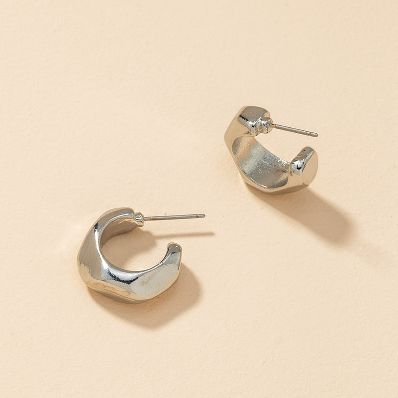 Metallic C-Shaped Cut Earrings - Vienna Verve Collection