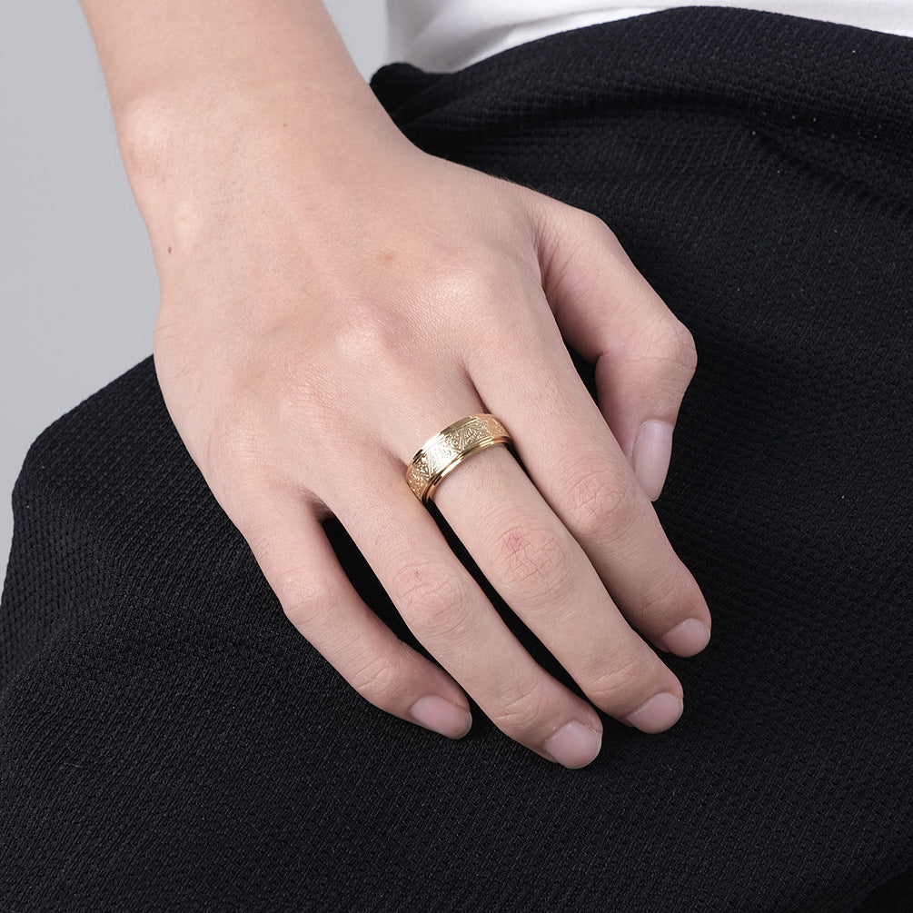 Nordic Celtic Triangle Stainless Steel Rotatable Ring for Men