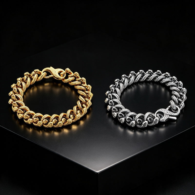 Halloween Full Of Snake Figure-Eight Buckle – Dark Winding Small Snake Man Stainless Bracelet