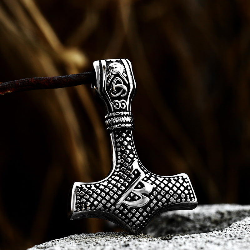 Titanium Steel Viking Celtic Knot Pendant - Retro Anchor Jewelry for Men