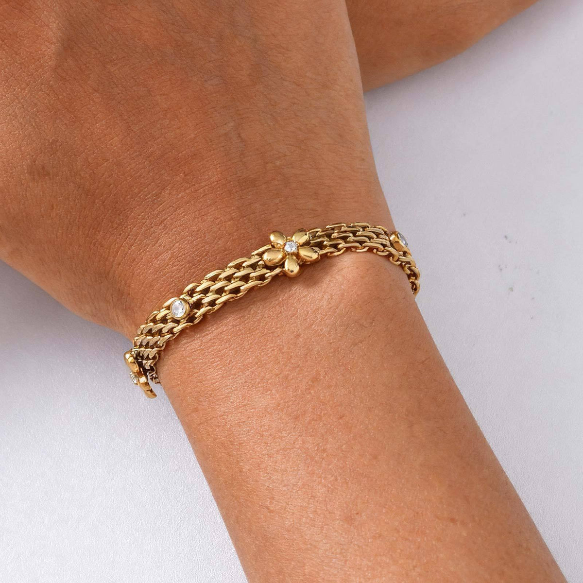 Flower Shell Zircon Stainless Steel Bracelet