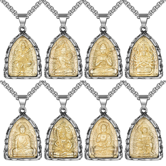 Stainless Steel Necklace - Statement Patron Saints Pendant