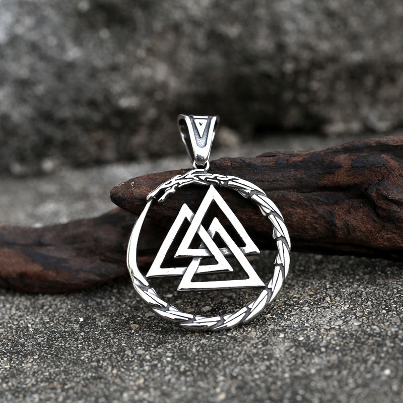 Nordic-Inspired Titanium Steel Viking Pendant for Men - Retro Ouroboros Design
