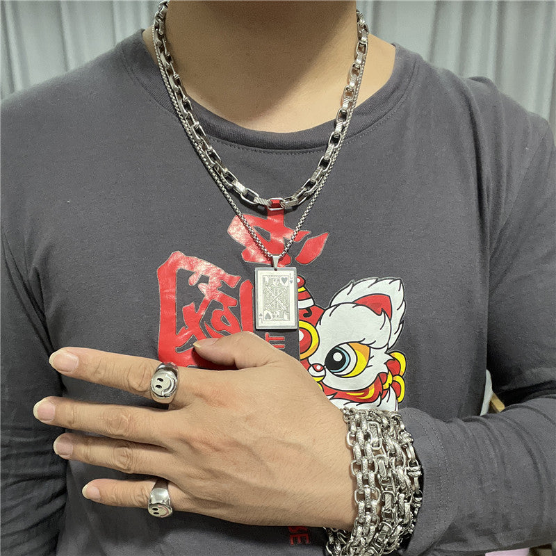 Personalized Retro Titanium Steel Playing Card Pendant Necklace for Men