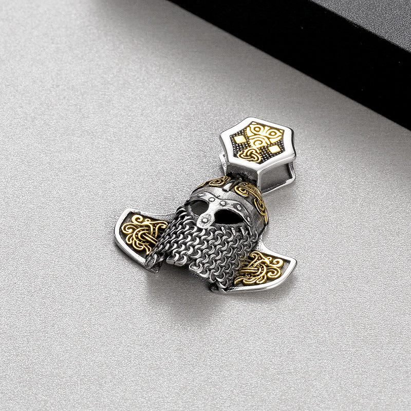 Nordic Viking Warrior Owl Helmet Pendant for Men in Titanium Steel