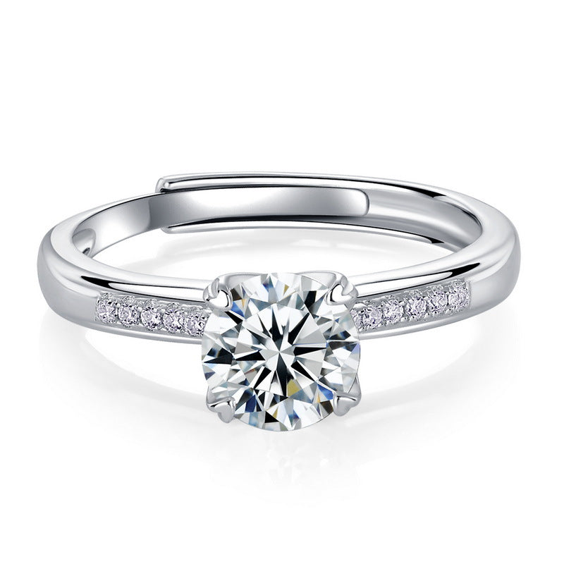 Planderful Classic Moissanite Sterling Silver Ring – 6.5 × 6.5 mm, 1 ct – Style 1