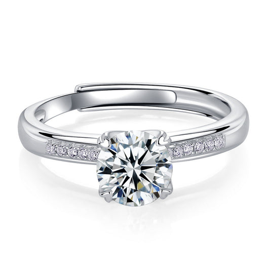 Planderful Classic Moissanite Sterling Silver Ring – 6.5 × 6.5 mm, 1 ct – Style 1