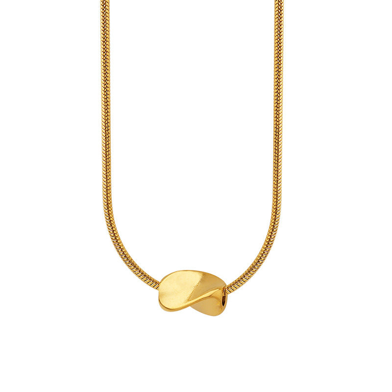 Mini Spiral Pendant Necklace with Feminine Niche Design, 18k Gold Plated Titanium Steel Chain