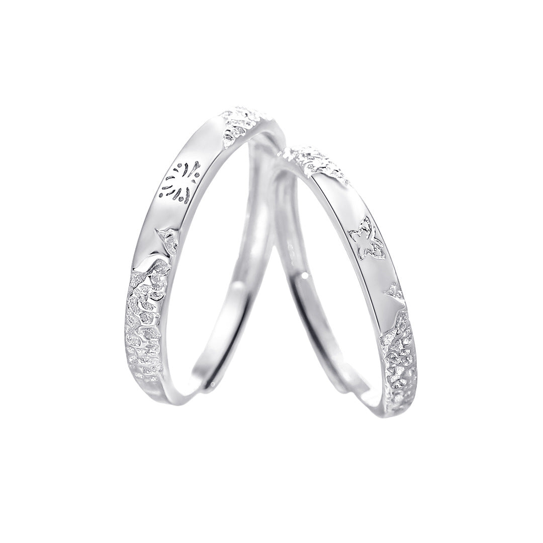 Planderful S925 Sterling Silver Dream Butterfly Couple Ring For Him And Her Adjustable