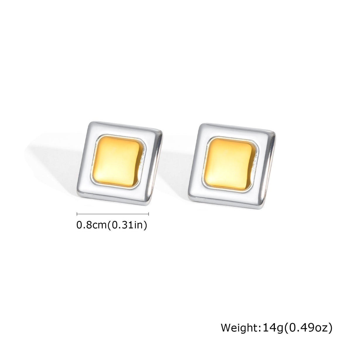 Geometric Square Stud Earrings — Gold or Two-Tone