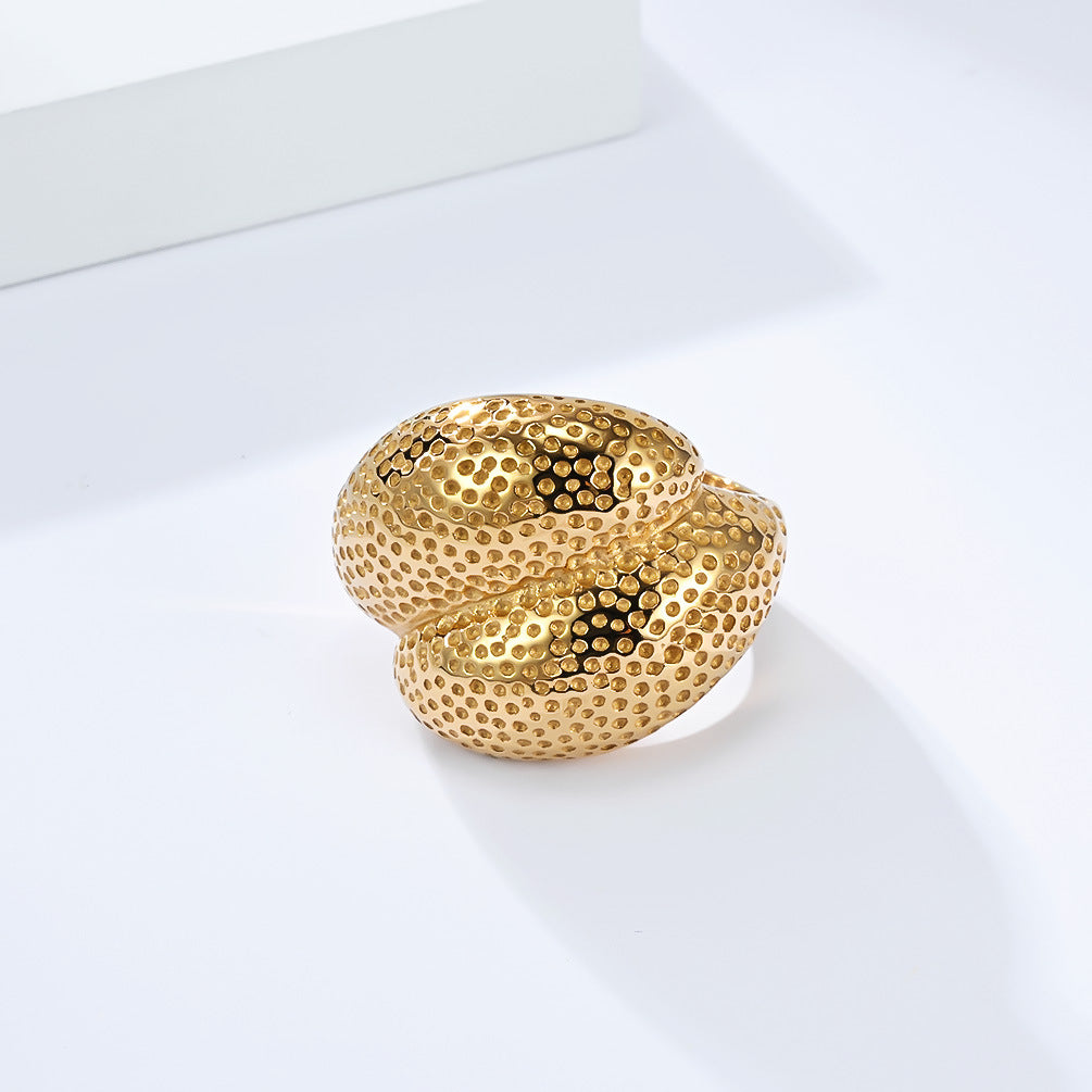 Planderful Gold Plated Titanium Steel Ring For Women Durable Non Fade Finish Light Luxury High End Jewelry