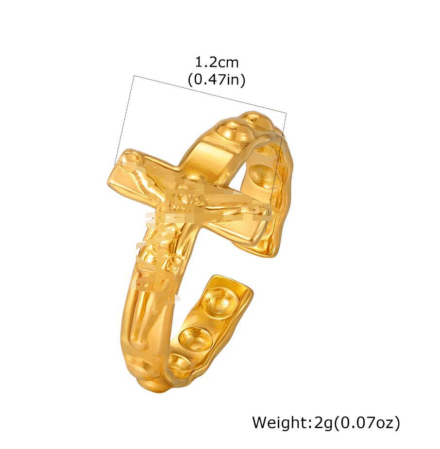 Stainless Steel Cool Sa Atmosphere Explosion Cross Open Ring