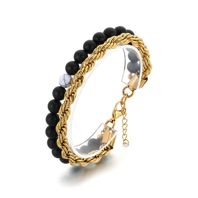 Planderful Mens Turquoise Agate Stainless Steel Bracelet