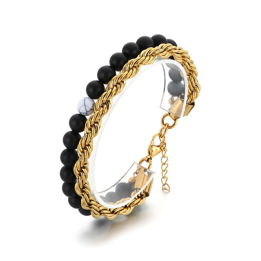 Planderful Mens Turquoise Agate Stainless Steel Bracelet