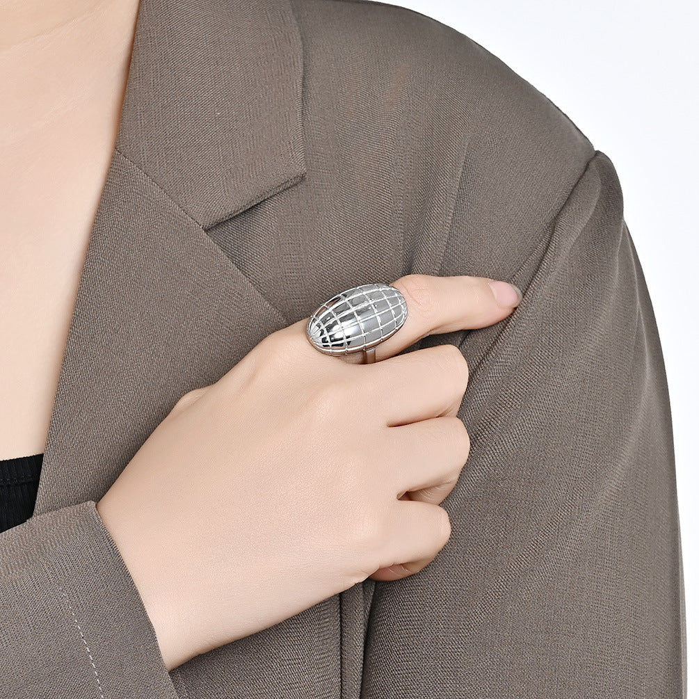 Planderful Gold Plated Titanium Ring For Women Light Luxury Elegant Fashion Jewelry