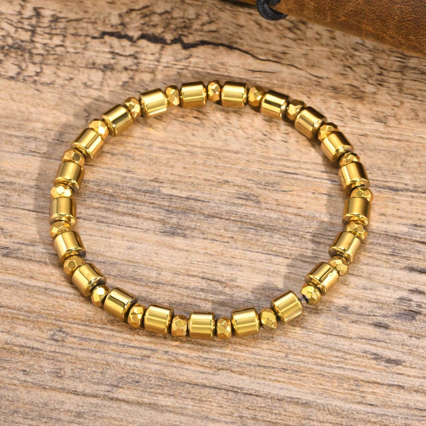 Bracelets Men's Bracelet Gold Black Gallstone Beaded Jewelry