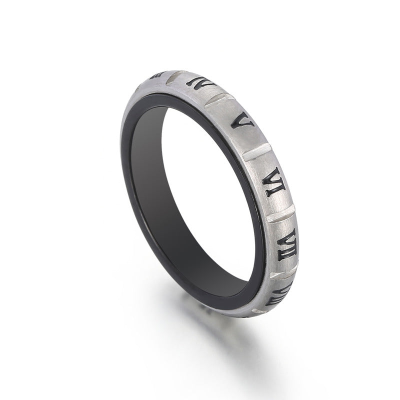 Couple Ring, Japanese And Korean Creative Stainless Steel Sand Surface Can Be Rotated