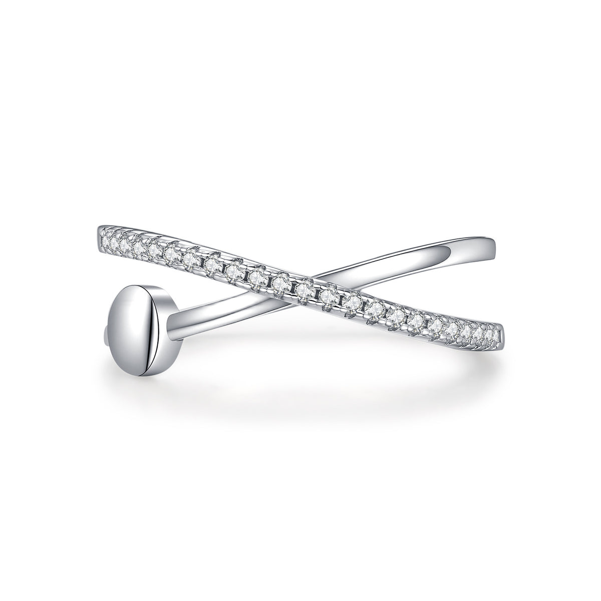 S925 Sterling Silver Micro-Pavé Cross Moissanite Ring