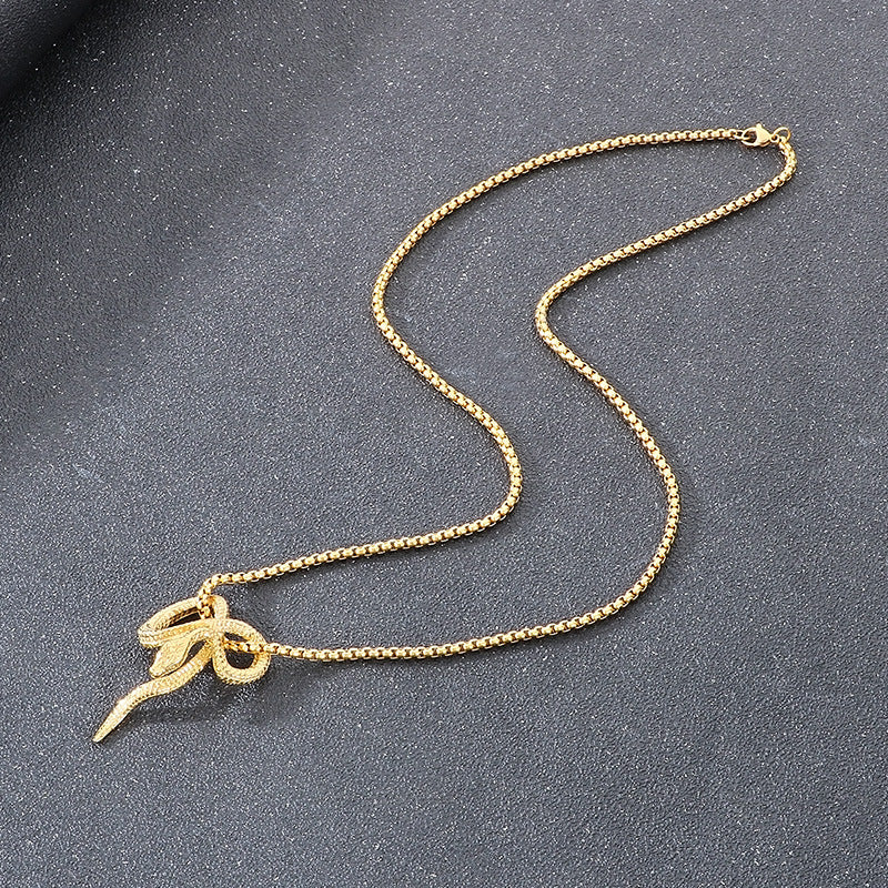 Planderful Snake Pendant for Men Titanium Steel Punk Style
