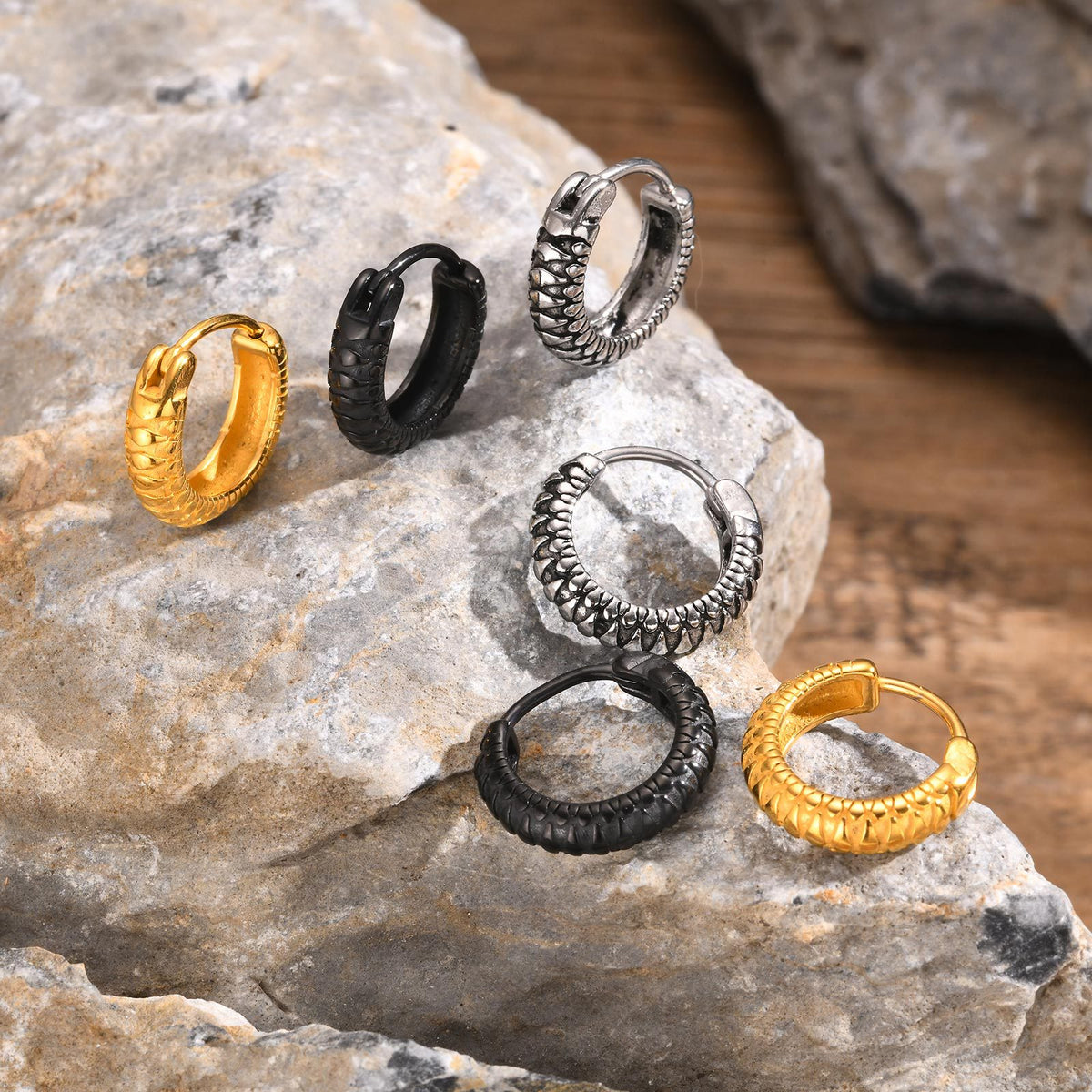 Snake Single Earrings — Black or Silver