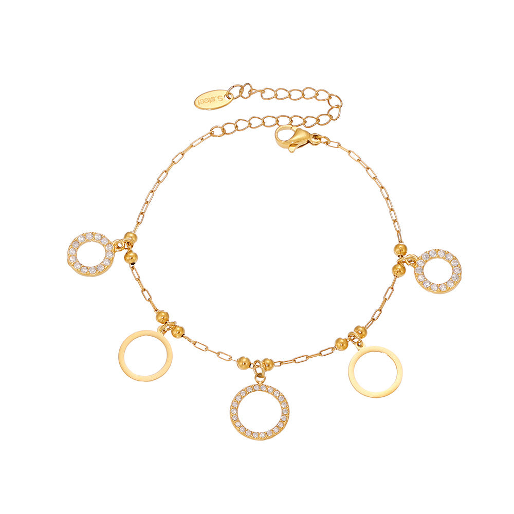 Planderful Zircon Circle Bracelet Women Stainless Steel