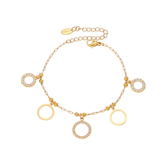 Planderful Zircon Circle Bracelet Women Stainless Steel