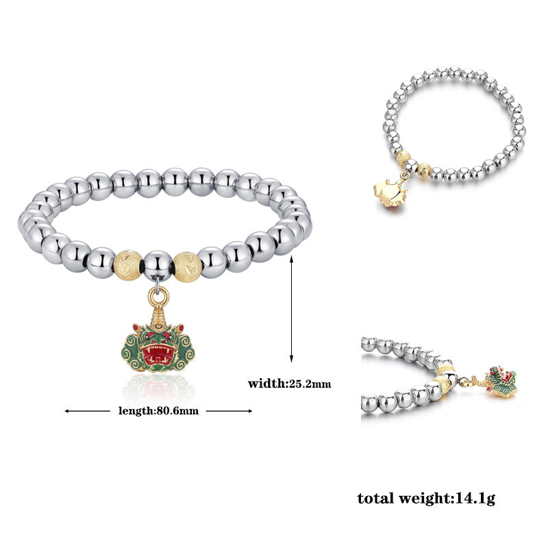 Steel Bracelet – Elegant Kirin Beaded Bracelet