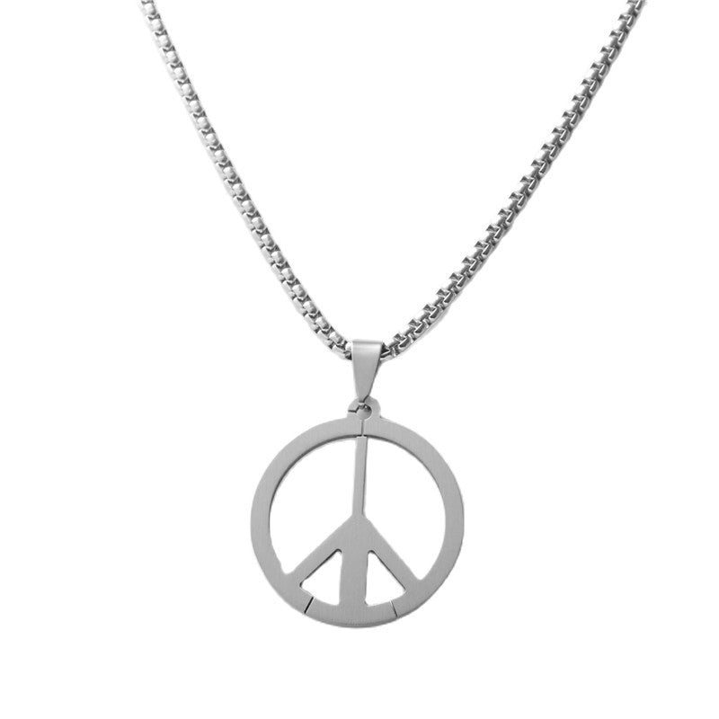 Personalized Retro Hollow Round Pendant Necklace in Titanium Steel for Men and Women