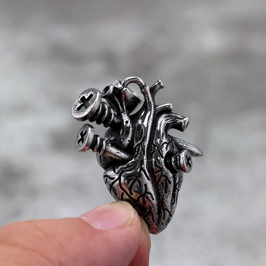 Punk Heart Stainless Steel Men's Pendant Necklace