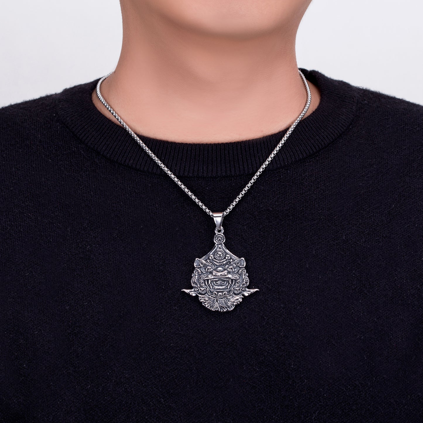 Steel Necklace - Elegant Lion Dance Style For Boys